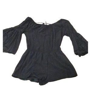 Off the shoulder long sleeve romper